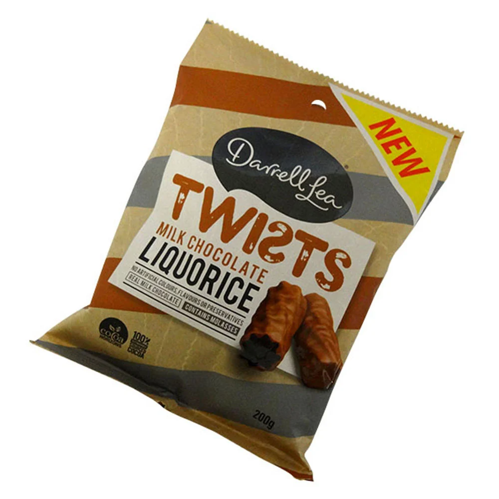 Darrell Lea Milk Chocolate Liquorclees Twists 200g