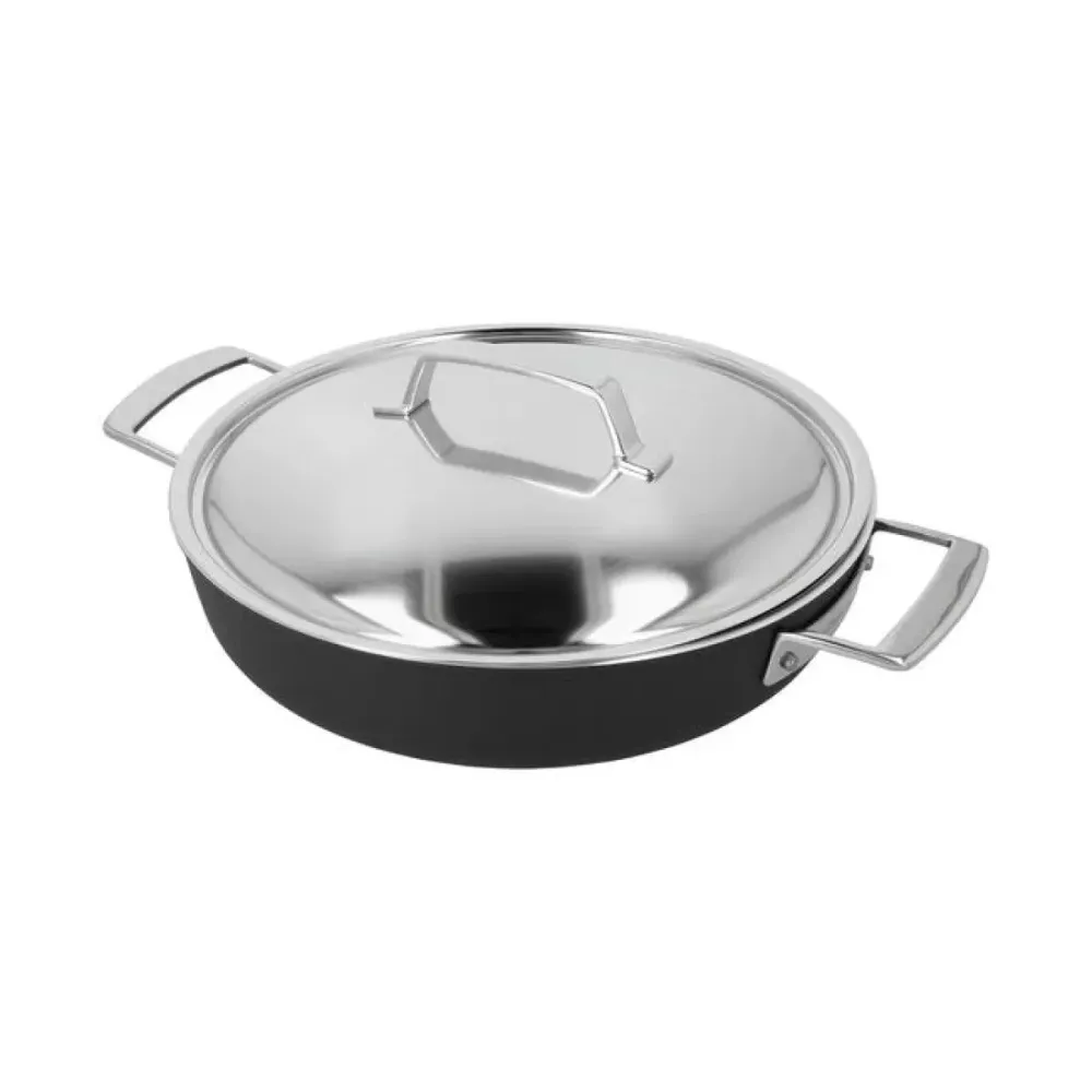 Alu Pro 5 Ceraforce Lage Hapjespan met Deksel 28 cm Demeyere