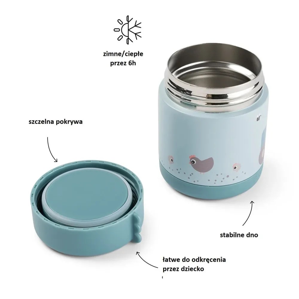 Done Deer Baby Lunch Thermosfles 300ml Tiny Farm Blauw