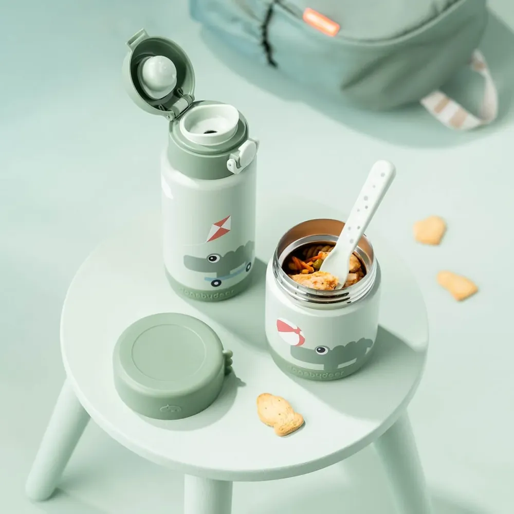 Done Deer thermoskan voor baby lunch 300ml Playground Green