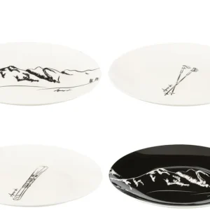 Doos met 4 platen raamdoos keramiek zwart/wit