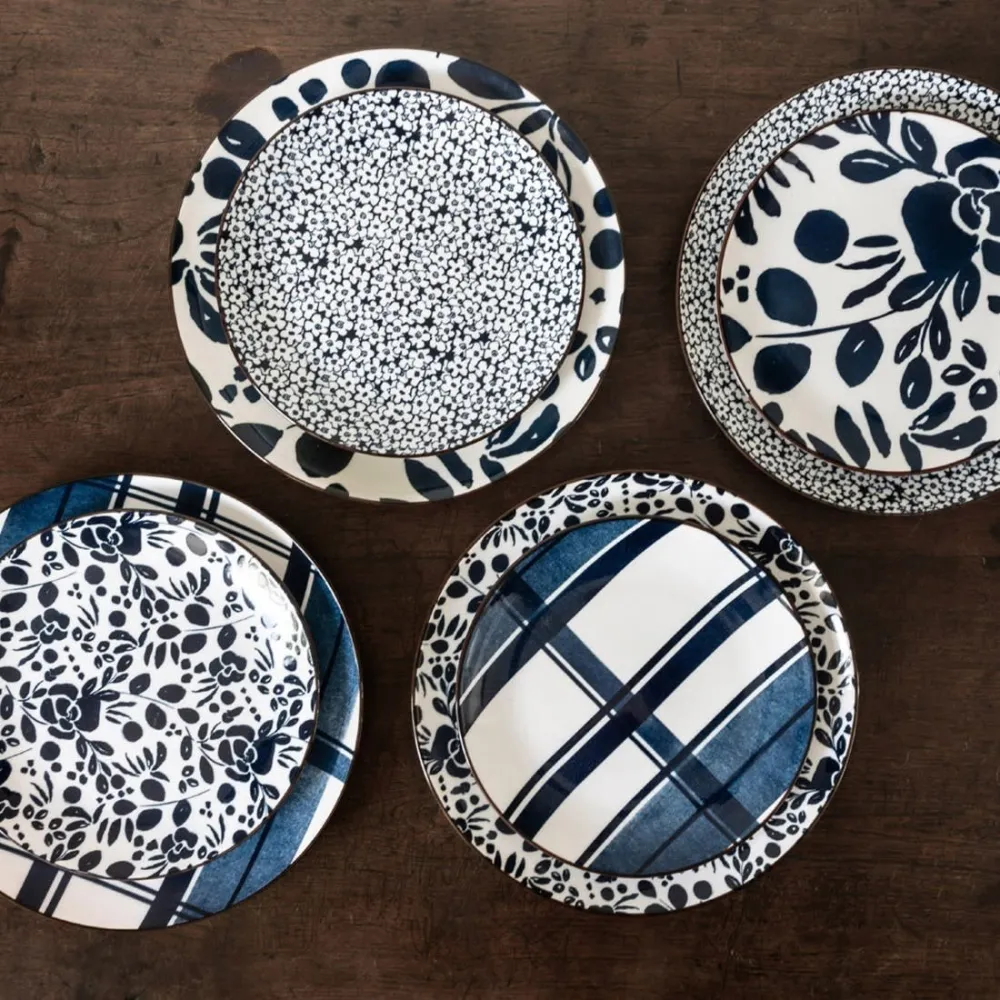 Dutch Floral Blue Time Set 4 Mugs Check
