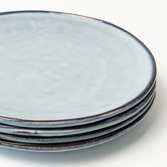 Dutch Rose Organic Set 4 Platte Borden Blauw 26,5cm Blauw Aardewerk