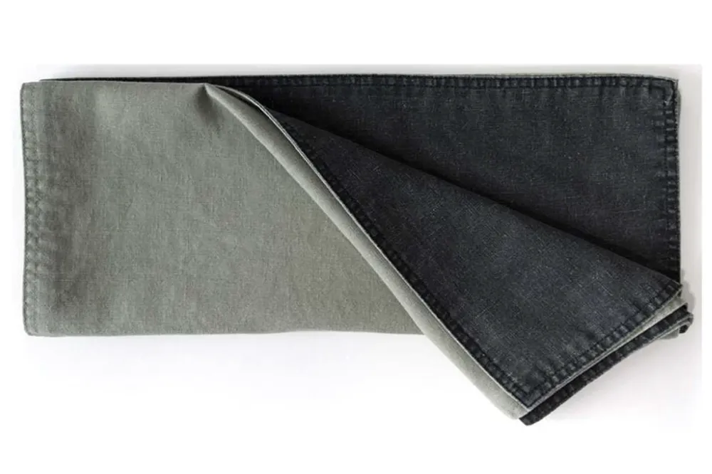 Dutch Rose Organic Tafelloper 40x150cm dubbelzijdig groen-grijs Groen Textiel