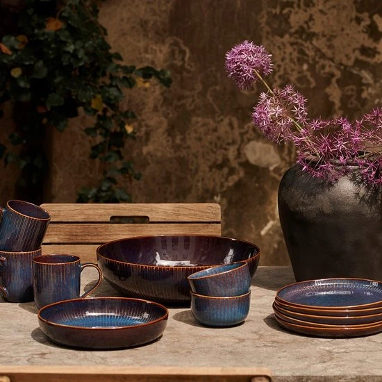 Dutch Rose Sapphire Set 4 Bowls 11cm Blauw Blauw Aardewerk