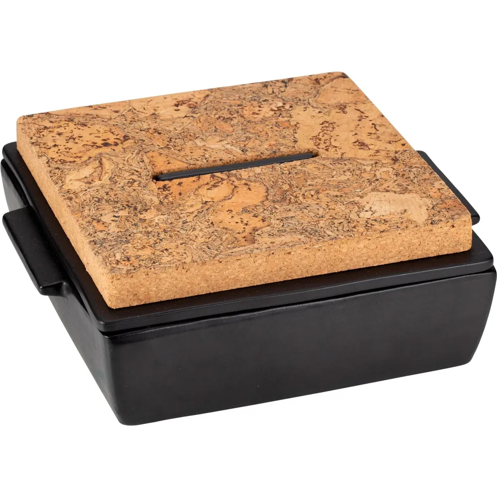 Dutchdeluxes - Met deksel en kurk - Ovenschotel 20x13,5x8,5cm - Zwart
