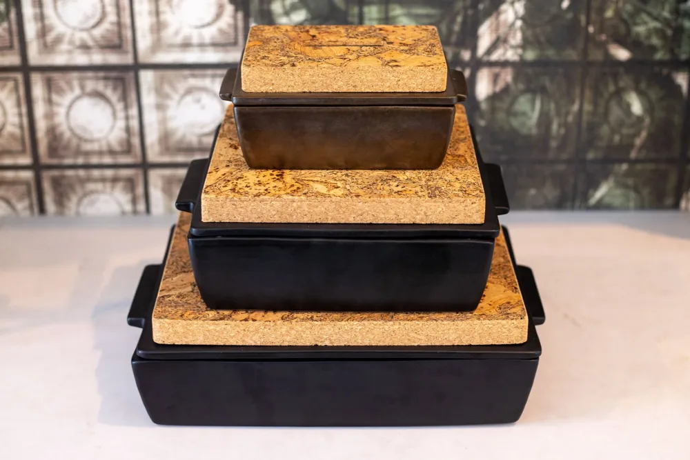 Dutchdeluxes - Met deksel en kurk - Ovenschotel 20x13,5x8,5cm - Zwart