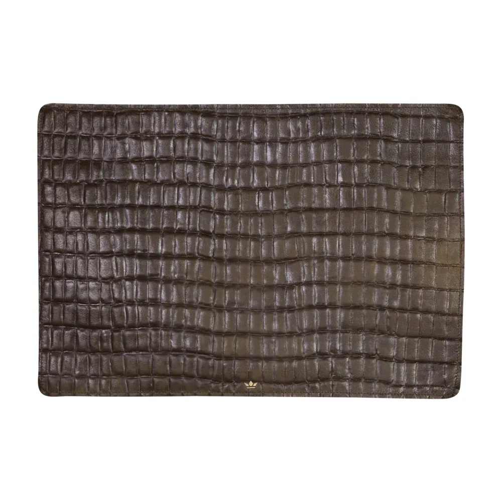 Dutchdeluxes - Vol nerf leer - Handgemaakt - Luxe - Placemats - 1 stuk - Donkerbruin