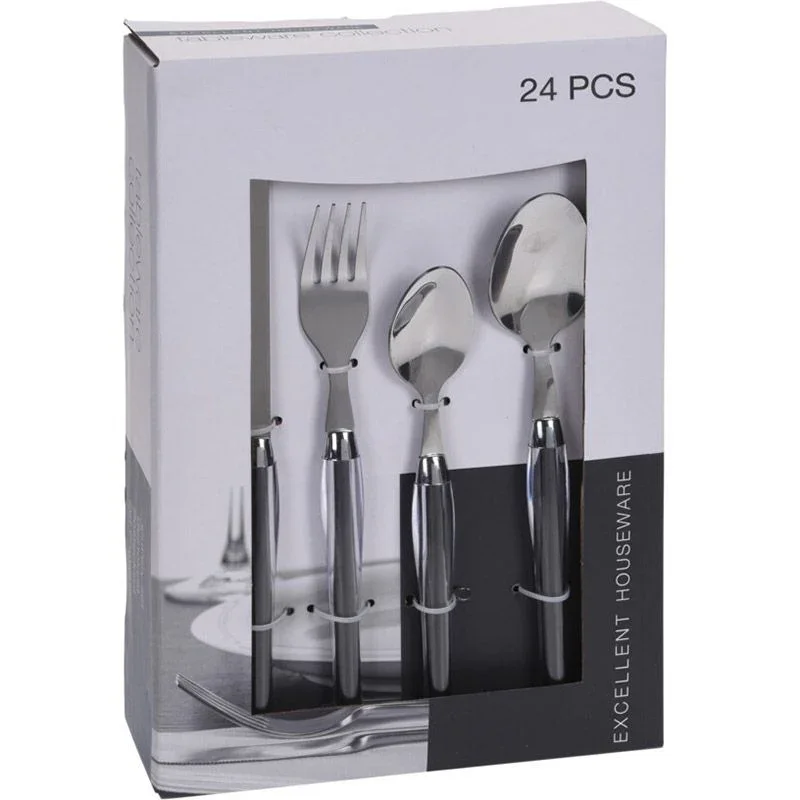 Excellent Houseware Bestekset 24-Dlg - Rvs - Wit Zwart