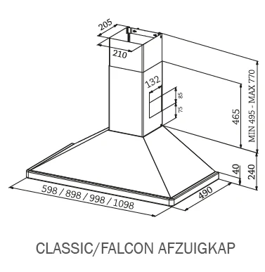 Falcon/AGA masterchef afzuigkap verlengschacht (133.0263.100)