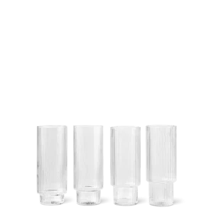 Ripple Long Drink Glasses - Set 4 - Clear Ferm Living - COM