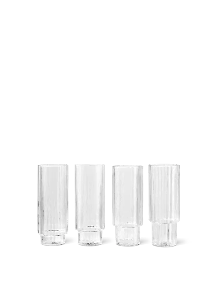 Ripple Long Drink Glasses - Set 4 - Clear Ferm Living - COM