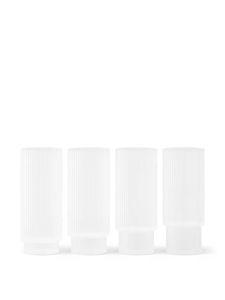 Ripple Long Drink Glasses - Set 4 - Frosted Ferm Living - COM