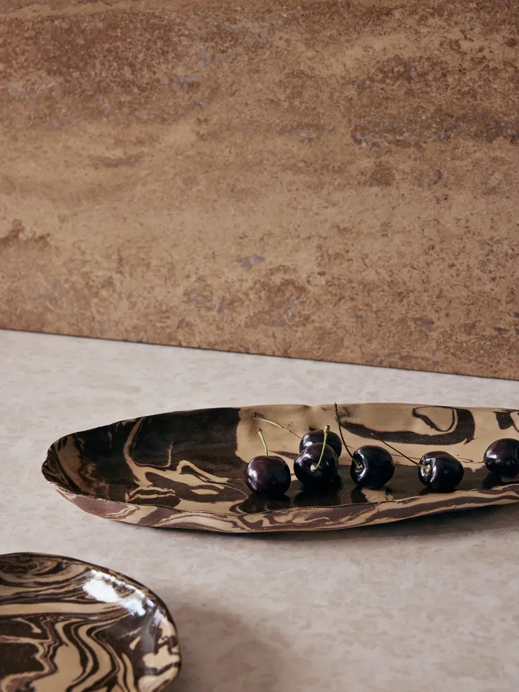 Ryu Platter - 37 - Sand/Brown Ferm Living - COM