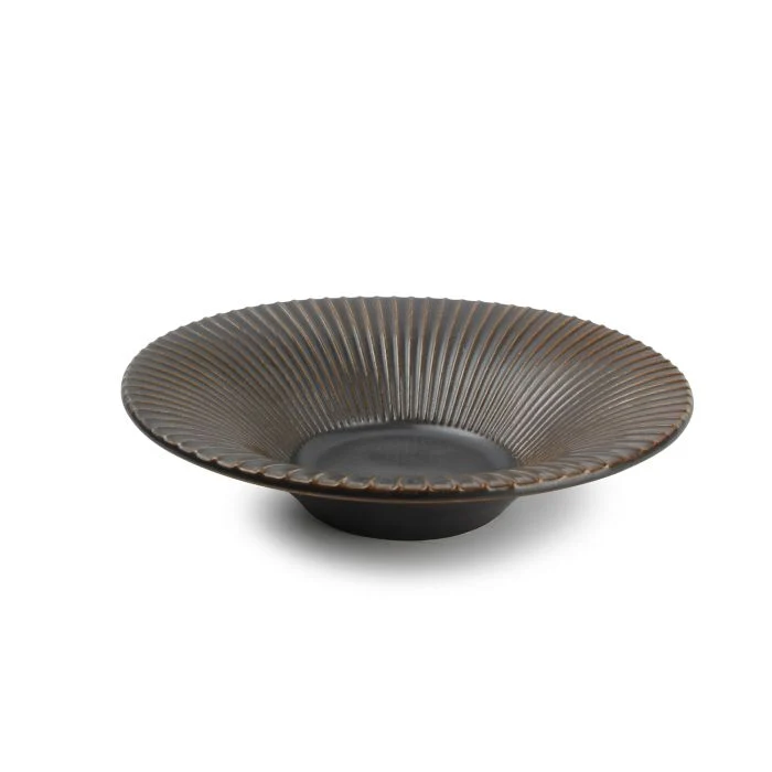 F2D | Diep bord 20,5xH5cm gestreept silver Brass 2/box Fine Dining & Living