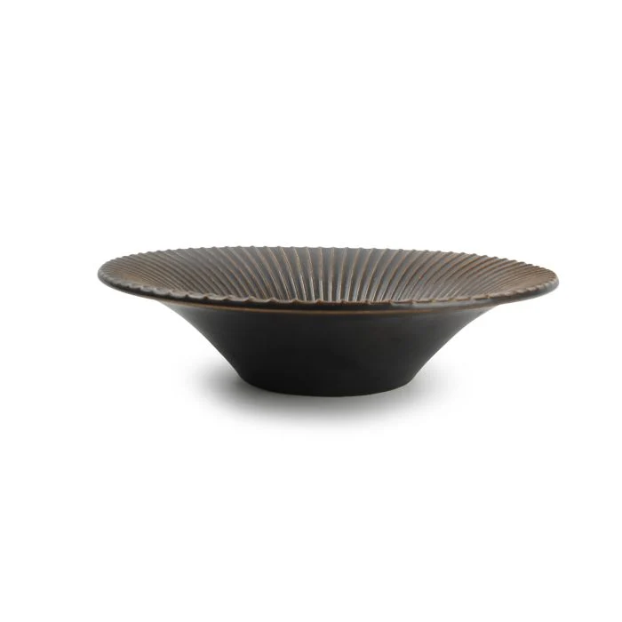 F2D | Diep bord 20,5xH5cm gestreept silver Brass 2/box Fine Dining & Living