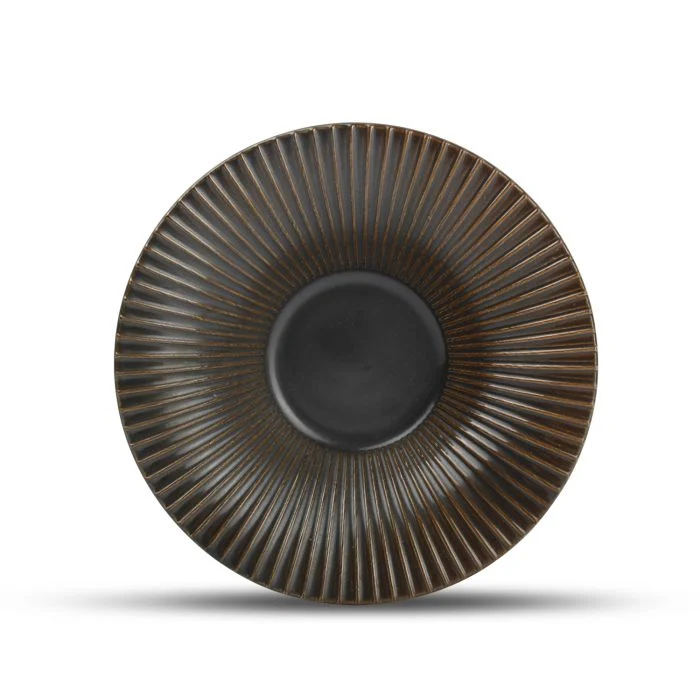 F2D | Diep bord 20,5xH5cm gestreept silver Brass 2/box Fine Dining & Living