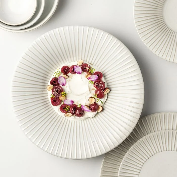 F2D | Diep bord 26/10xH5,5cm gestreept white Brass 2/box Fine Dining & Living