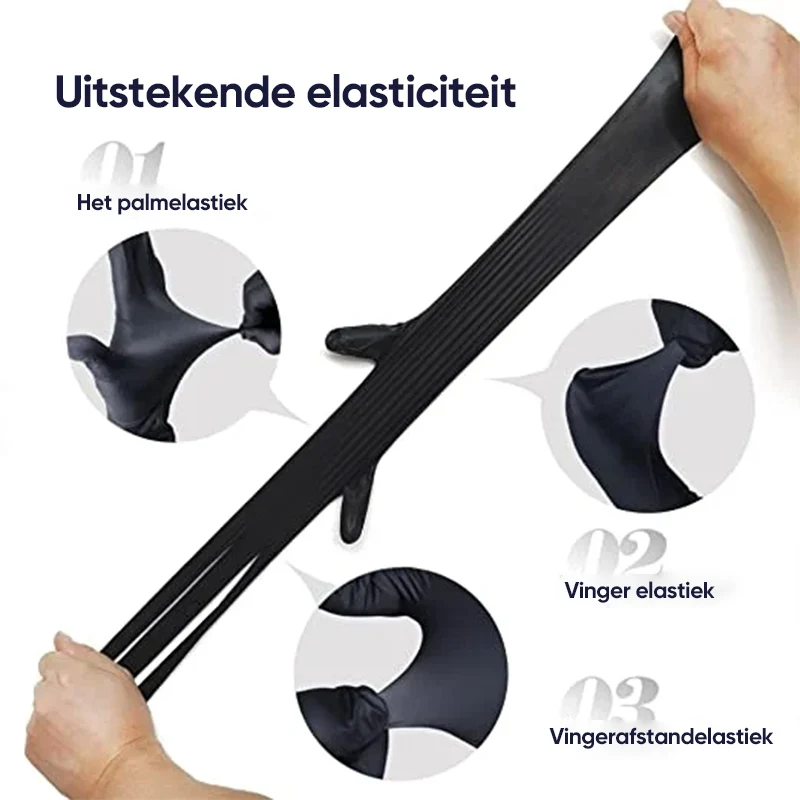 100PCS Disposable Black Nitrile Gloves Black finebay.nl