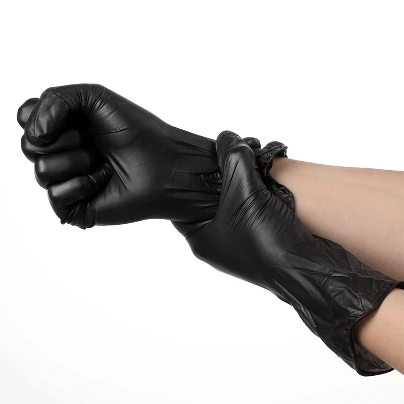 100PCS Disposable Black Nitrile Gloves Black finebay.nl