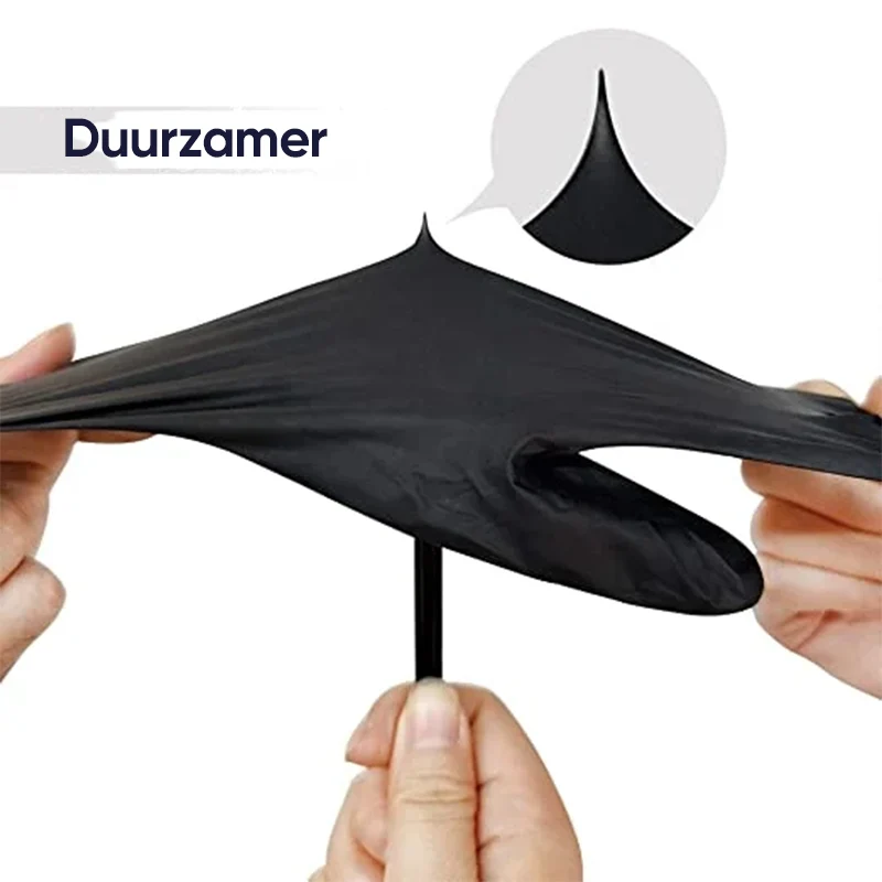 100PCS Disposable Black Nitrile Gloves Black finebay.nl
