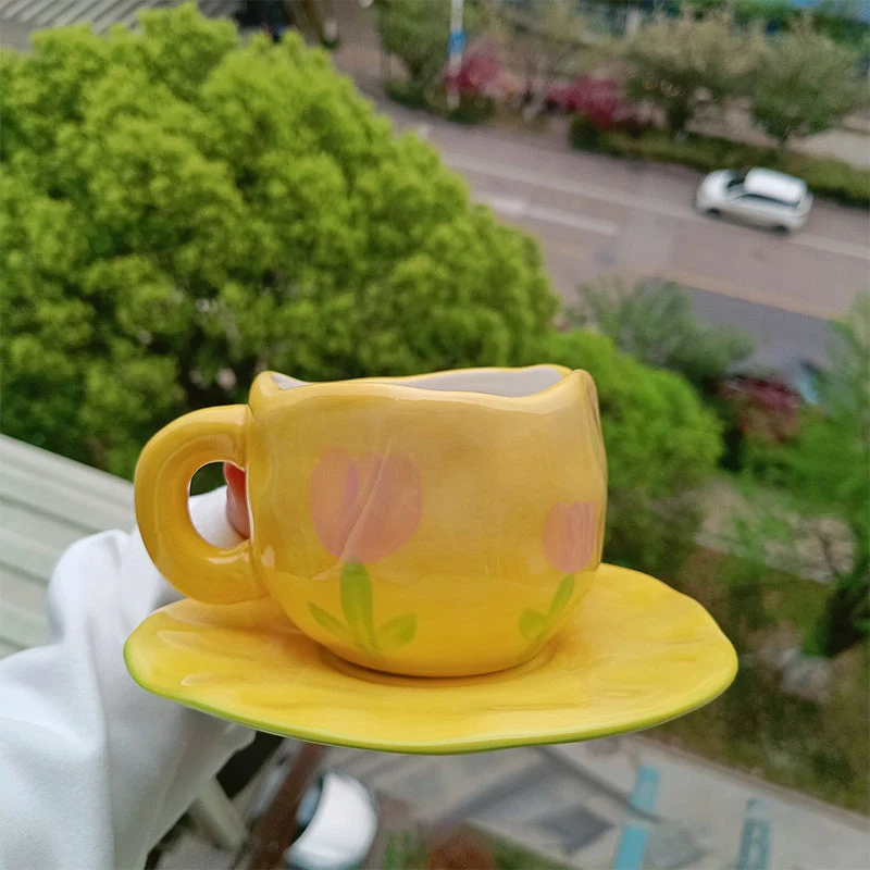 Handpainted Flower Ceramic Mug Blue finebay.nl