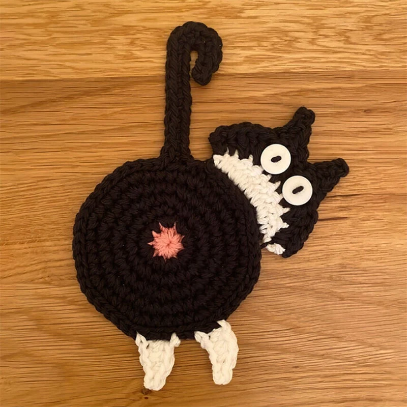 Schattige gebreide onderzetters voor kittens finebay.nl