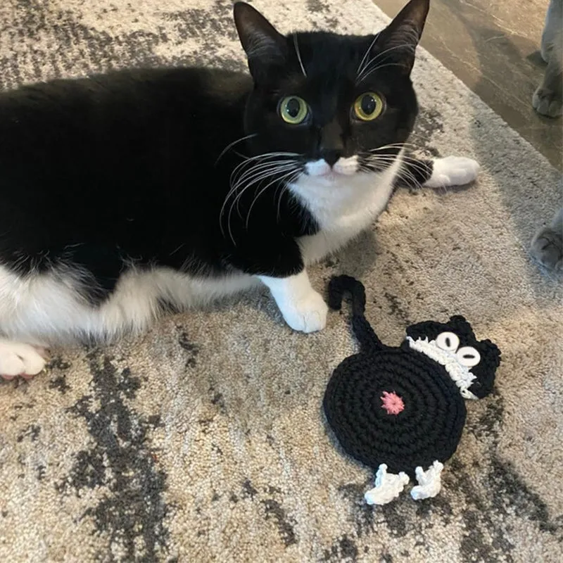 Schattige gebreide onderzetters voor kittens finebay.nl