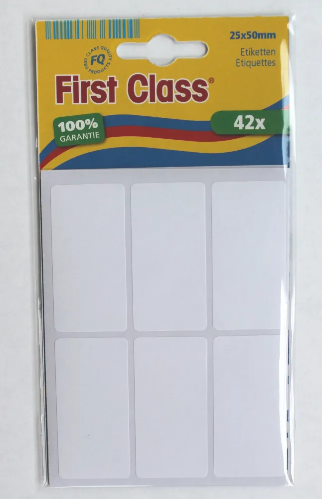 Etiketten 42 stuks ft 25x50 mm FIRST CLASS