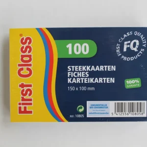 Fichen 100x150mm wit gelijnd x100 FIRST CLASS