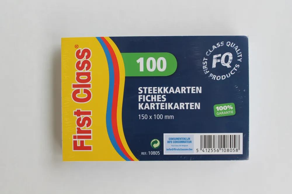 Fichen 100x150mm wit gelijnd x100 FIRST CLASS