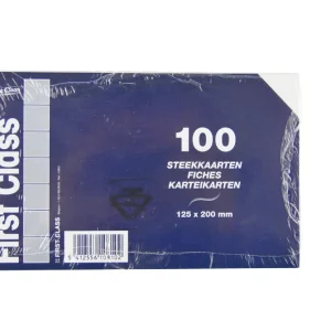 Fichen 125x200mm wit gelijnd x100 FIRST CLASS