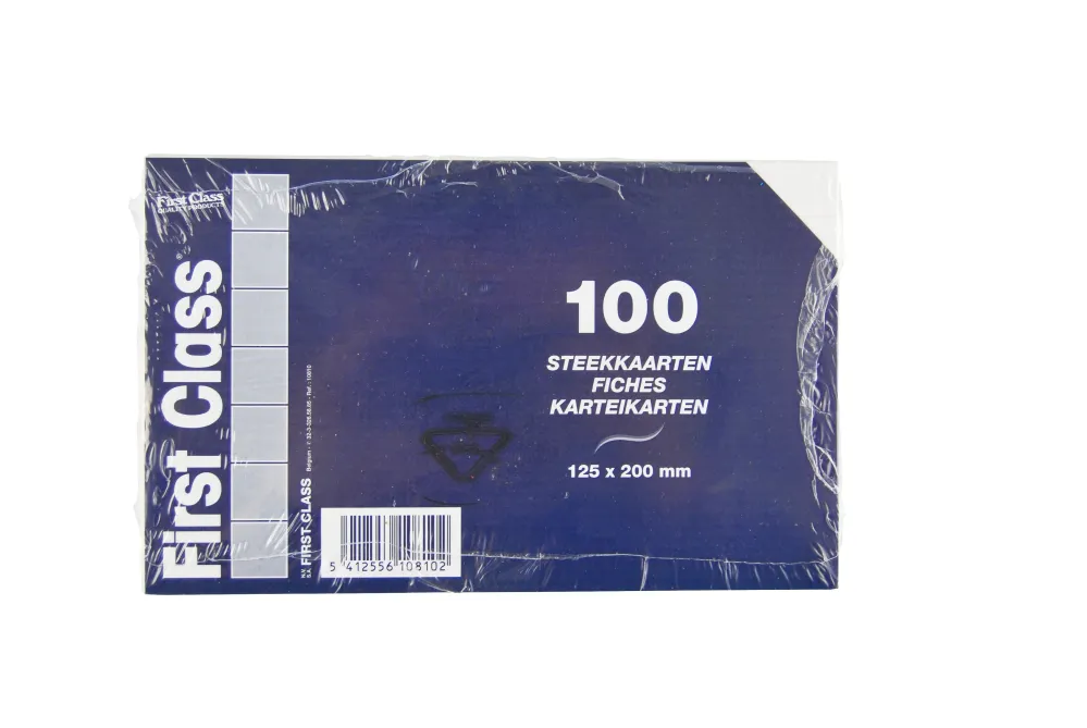 Fichen 125x200mm wit gelijnd x100 FIRST CLASS