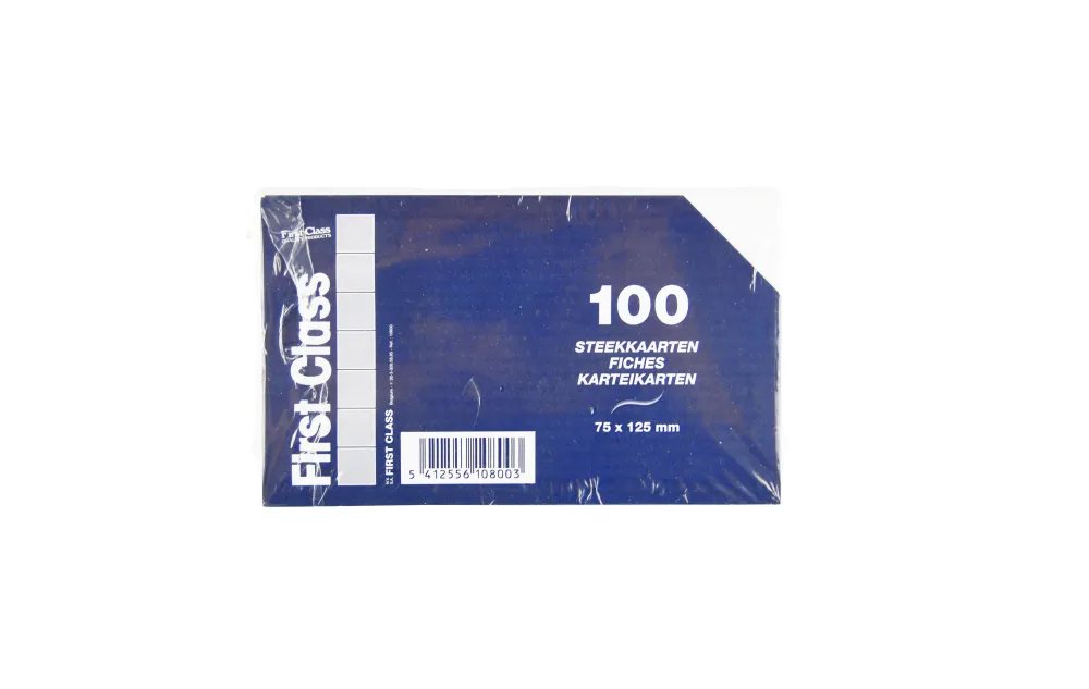 Fichen 75x125 mm wit gelijnd x100 FIRST CLASS