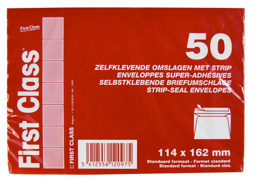 Omslagen wit c6 50 stuks zelfkleef FIRST CLASS
