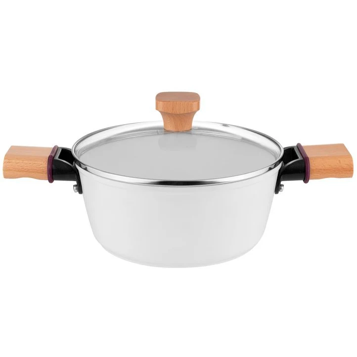 2de kansje Florina Aspen Limited Edition kookpan met keramische coating en glazen deksel 28cm 5L wit / bruin