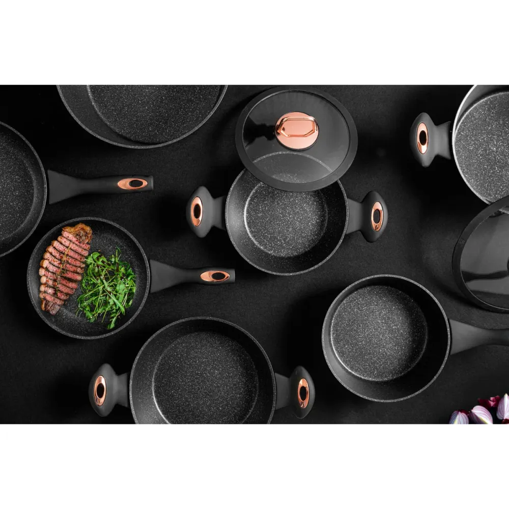 Florina Rosé Limited Edition kookpan met glazen deksel 4,1L 24cm zwart / rosé goud