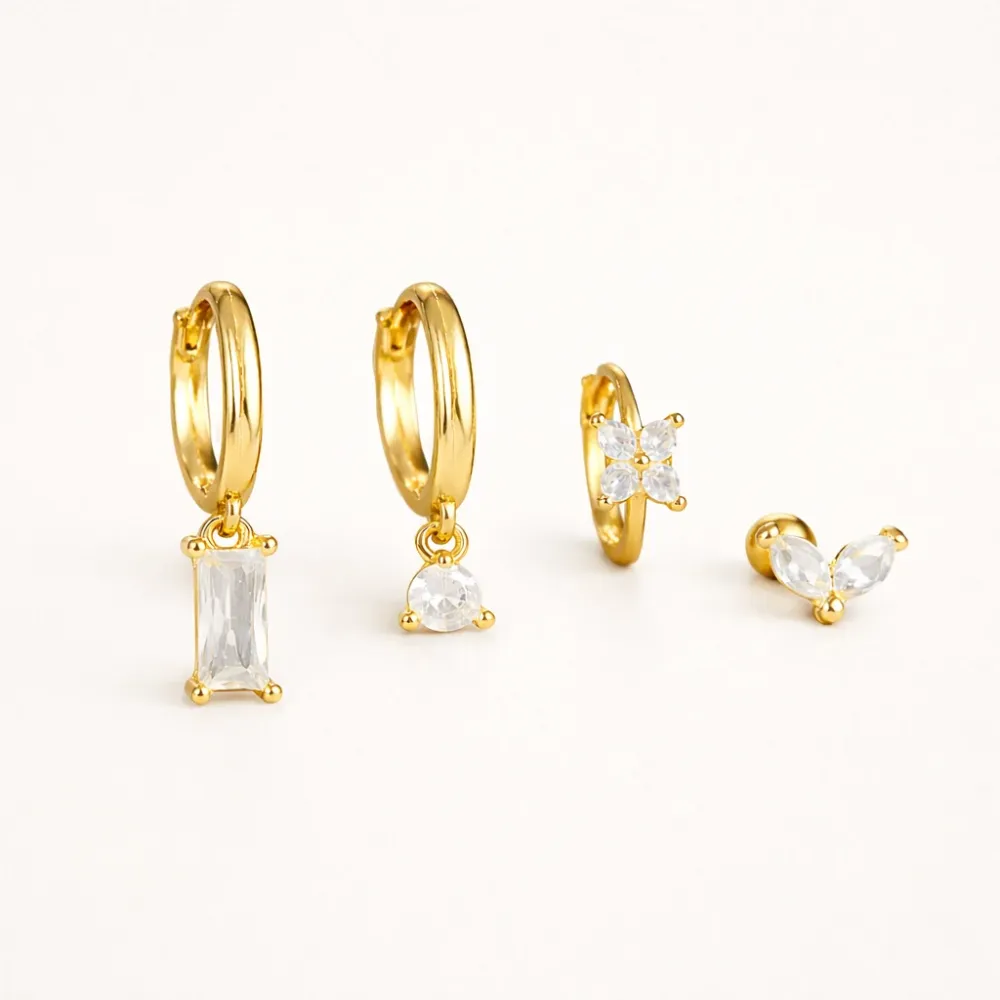Oorbellenset Jade goud Folie à Trois