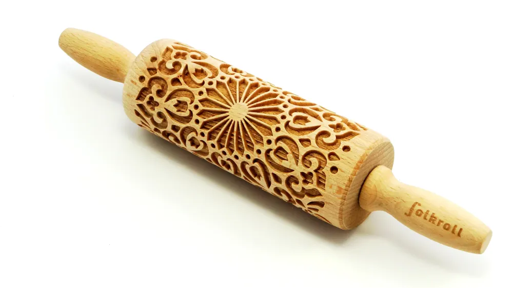 Folkroll Decoratie-deegrol 23cm Mandala hout