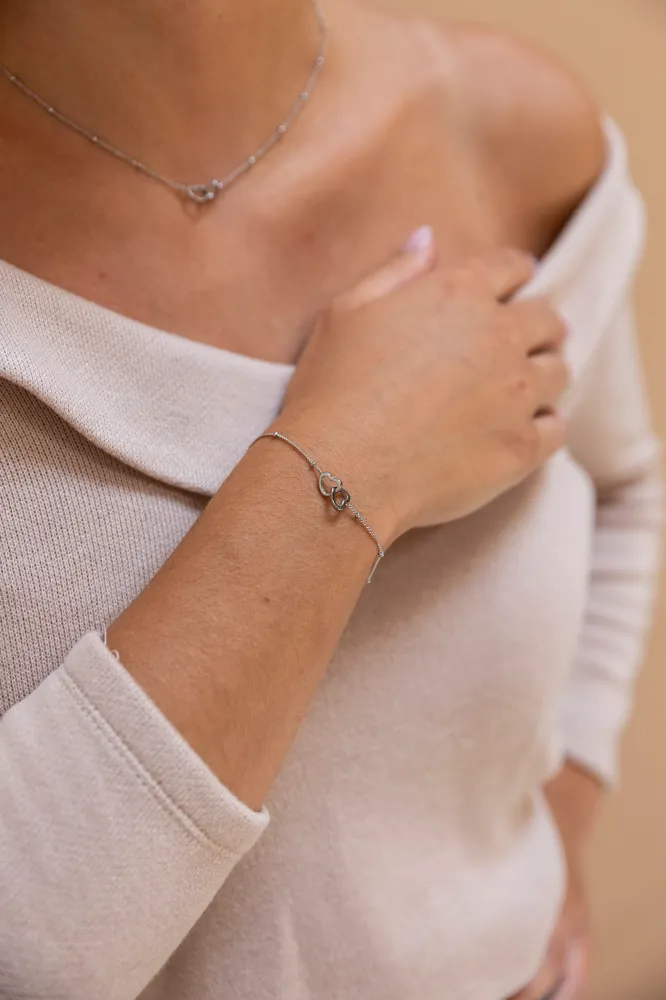 Armbandje Double Heart zilver Go Dutch Label