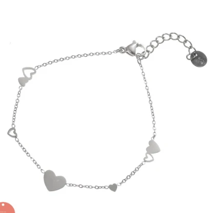 Armbandje Flat Hearts zilver Go Dutch Label