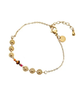 Armbandje 6 Flowers brown-fuchsia Go Dutch Label