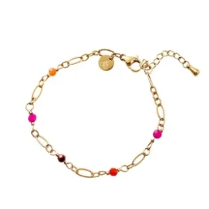 Armbandje Oval Chain brown-fuchsia Go Dutch Label
