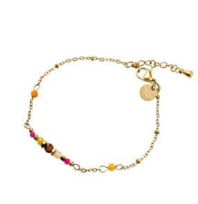 Armbandje Small Stones brown-fuchsia Go Dutch Label