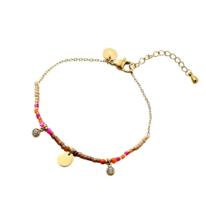 Armbandje Sparkle Stones brown-fuchsia Go Dutch Label