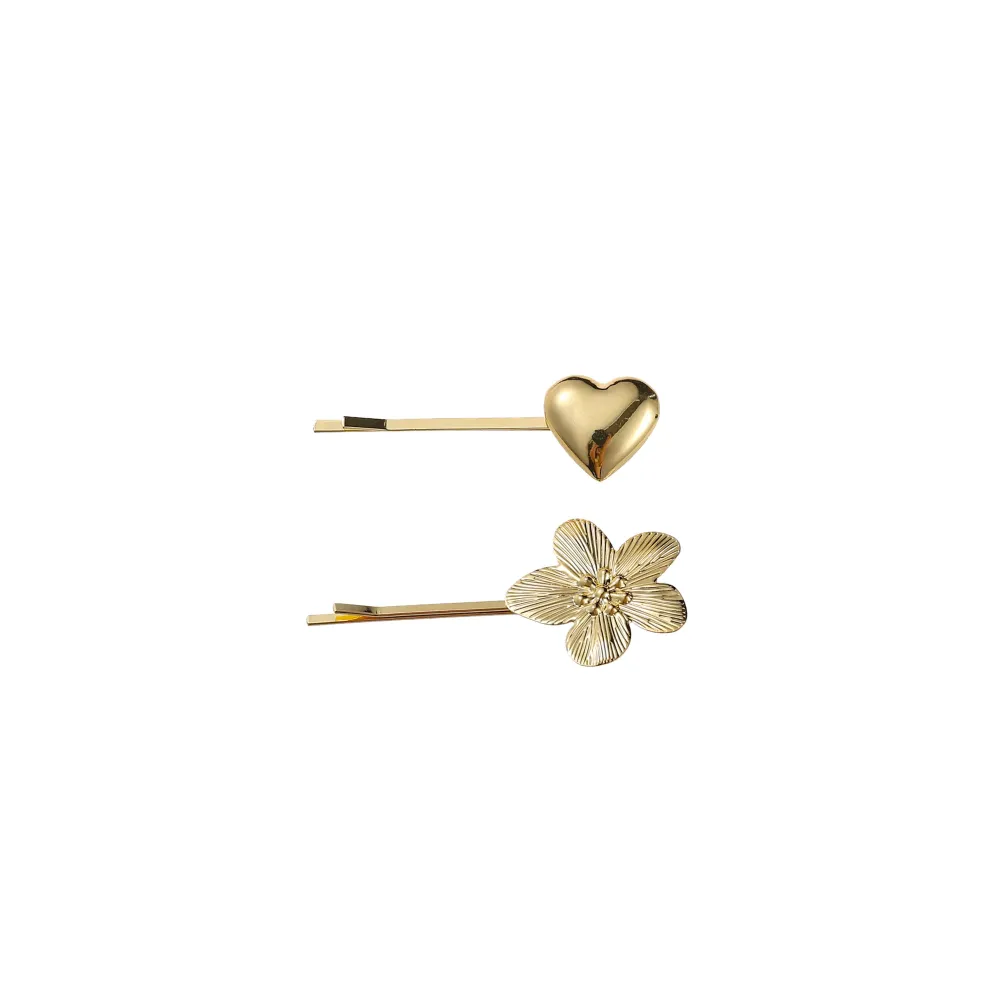 Hairpin Set - Heart + Flower Go Dutch Label
