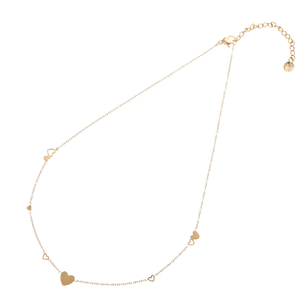 Ketting Flat Hearts goud Go Dutch Label