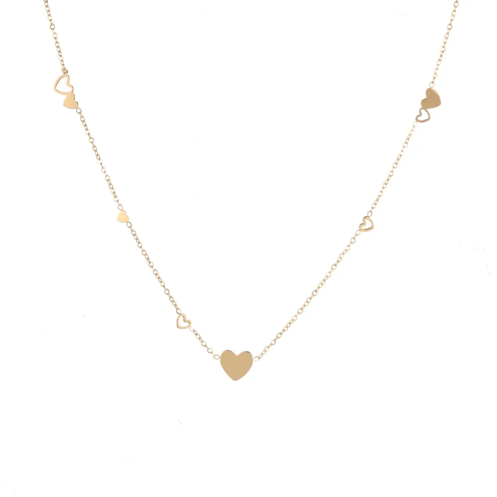Ketting Flat Hearts goud Go Dutch Label