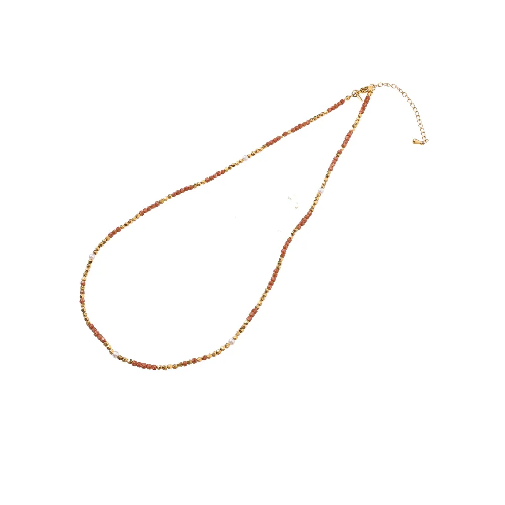 Ketting stones brown+pearl Go Dutch Label