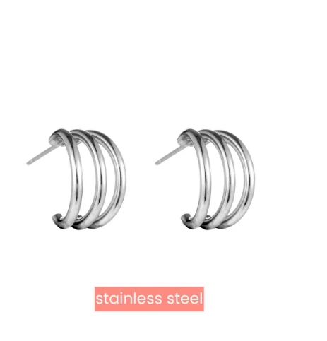 Oorbellen 3-way Hoop zilver Go Dutch Label